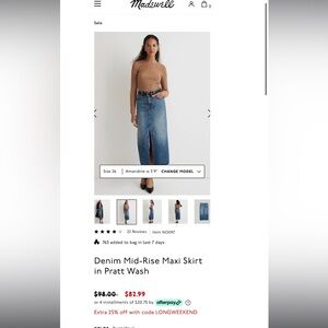 Madewell Denim Mid-Rise Maxi Skirt in Pratt Wash